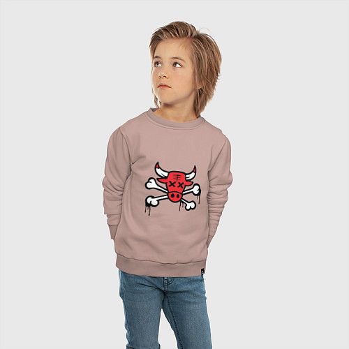 Детский свитшот Chicago Bulls (череп) / Пыльно-розовый – фото 4