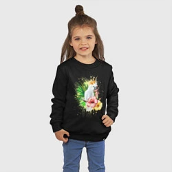 Свитшот хлопковый детский Какаду с цветами, цвет: черный — фото 2