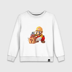 Свитшот хлопковый детский Super Mario: Builder, цвет: белый