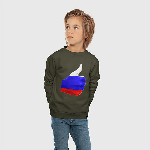 Детский свитшот Россия мне нравится! / Хаки – фото 4