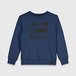 Свитшот хлопковый детский Free to play, цвет: тёмно-синий