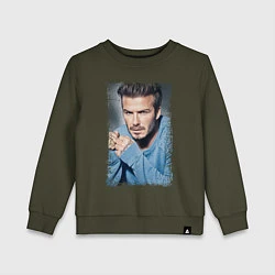 Свитшот хлопковый детский David Beckham: Portrait, цвет: хаки