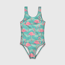 Купальник для девочки Flamingo Pattern, цвет: 3D-принт