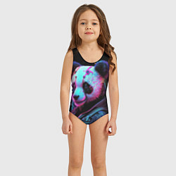 Купальник для девочки Панда в красках киберпанк, цвет: 3D-принт — фото 2