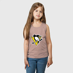 Майка детская хлопок Pittsburgh Penguins, цвет: пыльно-розовый — фото 2