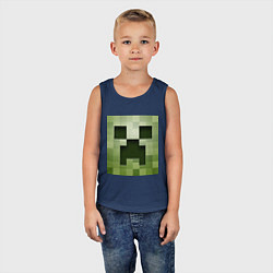 Майка детская хлопок Мinecraft creeper, цвет: тёмно-синий — фото 2