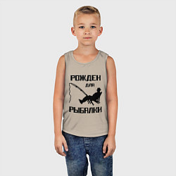 Майка детская хлопок Рожден для рыбалки, цвет: миндальный — фото 2