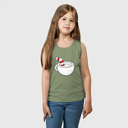 Майка детская хлопок Red Cuphead, цвет: авокадо — фото 2