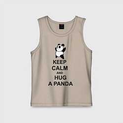 Майка детская хлопок Keep Calm & Hug A Panda, цвет: миндальный