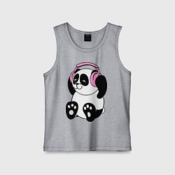 Майка детская хлопок Panda in headphones панда в наушниках, цвет: меланж