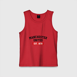 Майка детская хлопок FC Manchester United Est. 1878, цвет: красный