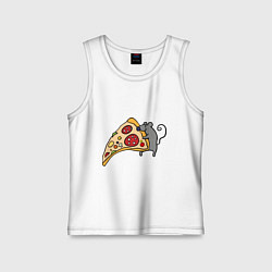 Майка детская хлопок Кусочек пиццы парная, цвет: белый