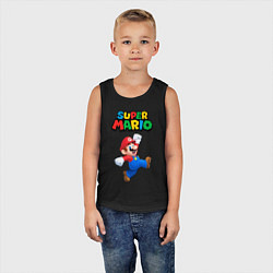 Майка детская хлопок Super Mario, цвет: черный — фото 2
