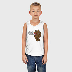 Майка детская хлопок Медведь-качок: дрищ, цвет: белый — фото 2