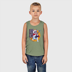 Майка детская хлопок Кот Рокер, цвет: авокадо — фото 2