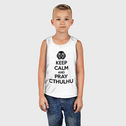 Майка детская хлопок Keep Calm & Pray Cthulhu, цвет: белый — фото 2