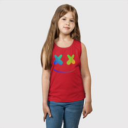 Майка детская хлопок Marshmello: Rainbow Face, цвет: красный — фото 2