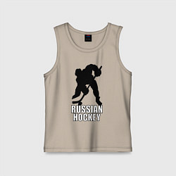 Майка детская хлопок Russian Black Hockey, цвет: миндальный