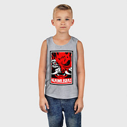 Майка детская хлопок Cyberpunk 2077: Samurai Poster, цвет: меланж — фото 2