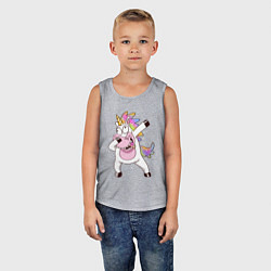 Майка детская хлопок Dabbing Unicorn, цвет: меланж — фото 2
