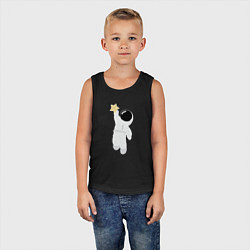 Майка детская хлопок Космонавт и звезда, цвет: черный — фото 2