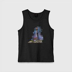 Майка детская хлопок Crisp Point Lighthouse, цвет: черный