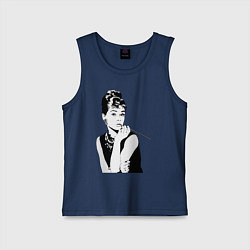 Майка детская хлопок Одри Хепбернхлопок, цвет: тёмно-синий