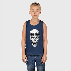 Майка детская хлопок Skull and glasses, цвет: тёмно-синий — фото 2