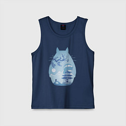 Майка детская хлопок Тоторо Миядзаки, цвет: тёмно-синий