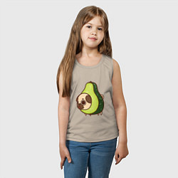 Майка детская хлопок Мопс-авокадо, цвет: миндальный — фото 2