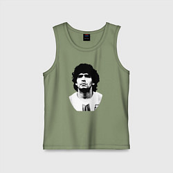 Майка детская хлопок Диего Марадона, цвет: авокадо