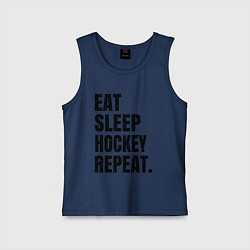 Майка детская хлопок EAT SLEEP HOCKEY REPEAT, цвет: тёмно-синий