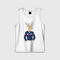 Майка детская хлопок Hipster Deer, цвет: белый