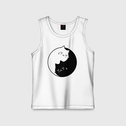 Майка детская хлопок Yin and Yang cats, цвет: белый