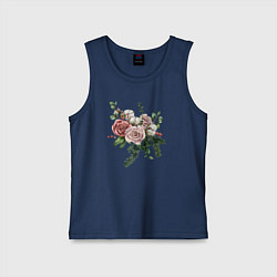 Майка детская хлопок Букет роз, цвет: тёмно-синий