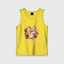 Майка детская хлопок Акварельный лис, цвет: желтый