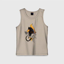 Майка детская хлопок Cat in flowers, цвет: миндальный