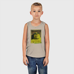 Майка детская хлопок Шрек в очках, цвет: миндальный — фото 2