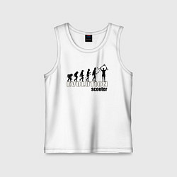 Майка детская хлопок Эволюция трюкового самоката, цвет: белый