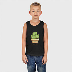 Майка детская хлопок Котики Кактусы Catctus, цвет: черный — фото 2