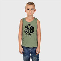 Майка детская хлопок One Piece знак черной краской, цвет: авокадо — фото 2