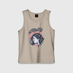 Майка детская хлопок Девушка - пантера StayWild, цвет: миндальный