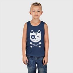 Майка детская хлопок Кот пират, цвет: тёмно-синий — фото 2