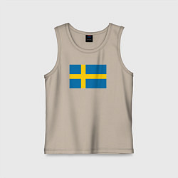 Майка детская хлопок Швеция Флаг Швеции, цвет: миндальный