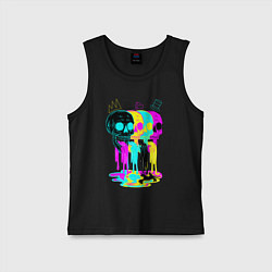 Майка детская хлопок 4 ЧЕРЕПА SKULLS NEON, цвет: черный