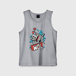 Майка детская хлопок Майнкрафт Волк, Minecraft Wolf, цвет: меланж