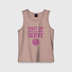 Майка детская хлопок Shut Up And Serve, цвет: пыльно-розовый