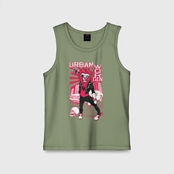 Майка детская хлопок Лев в очках, цвет: авокадо