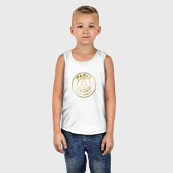 Майка детская хлопок PSG GOLD LOGO ПСЖ ЗОЛОТО, цвет: белый — фото 2