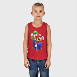 Майка детская хлопок Mario Bros, цвет: красный — фото 2